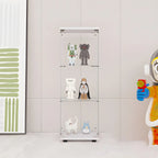 Minimalist Rectangular 4 Shelves Clear Glass Curio Cabinet