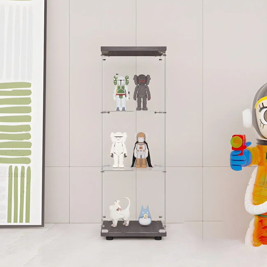 Minimalist Rectangular 4 Shelves Clear Glass Curio Cabinet