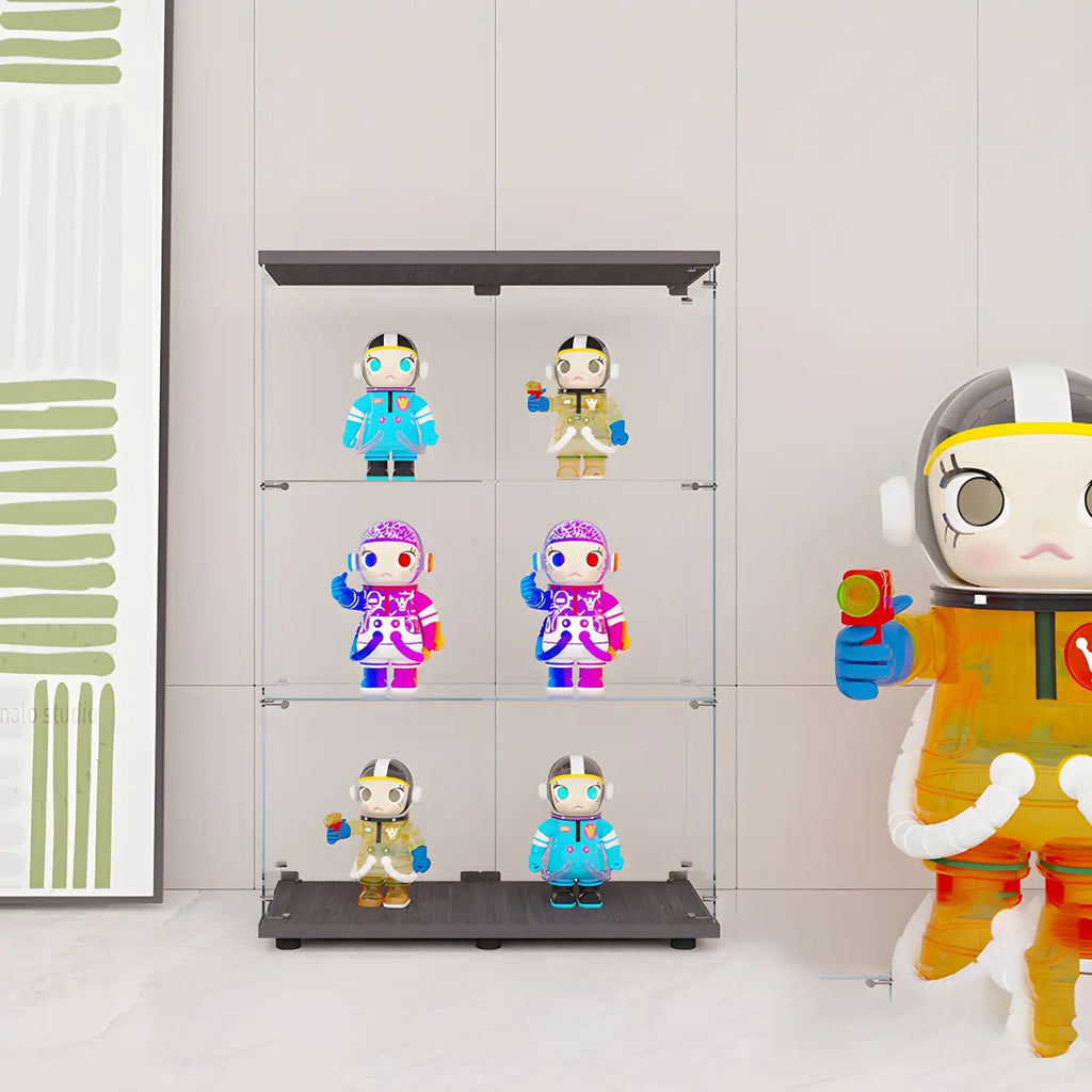 Minimalist Rectangular 4 Shelves Clear Glass Curio Cabinet