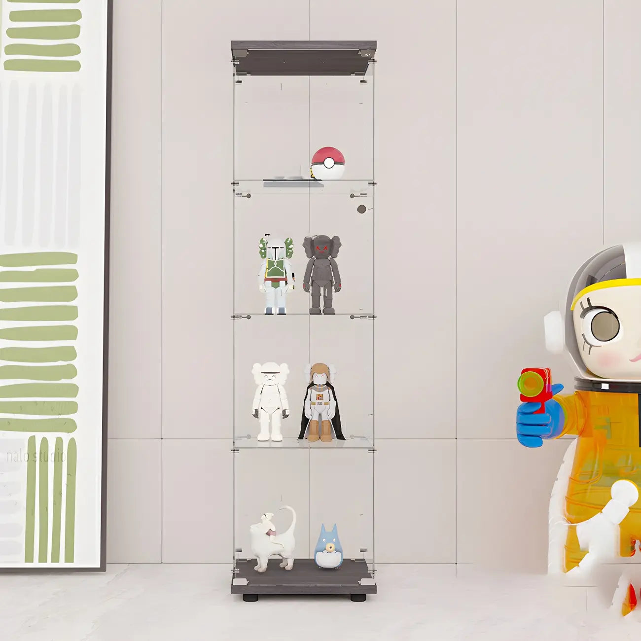 Minimalist Rectangular 4 Shelves Clear Glass Curio Cabinet