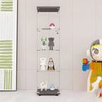 Minimalist Rectangular 4 Shelves Clear Glass Curio Cabinet
