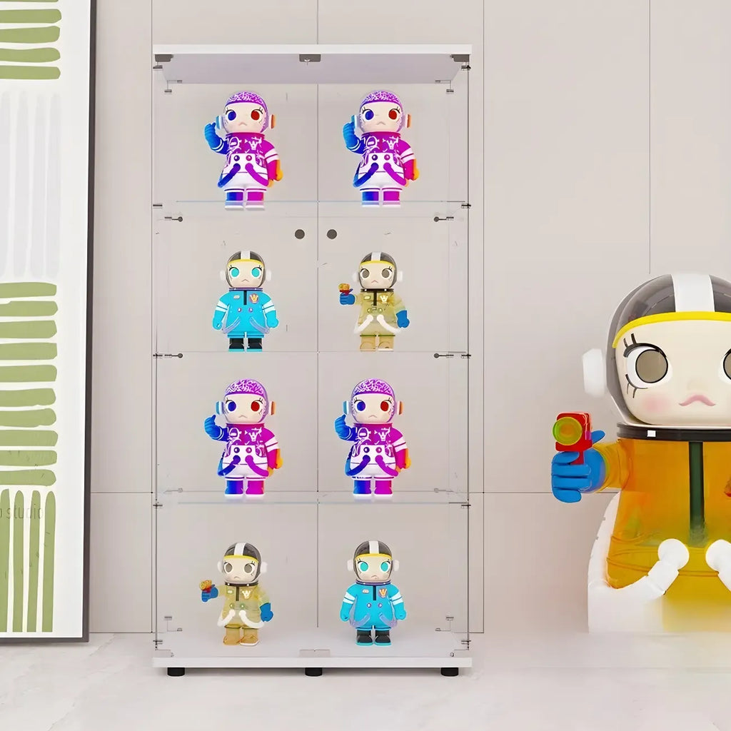 Minimalist Rectangular 4 Shelves Clear Glass Curio Cabinet