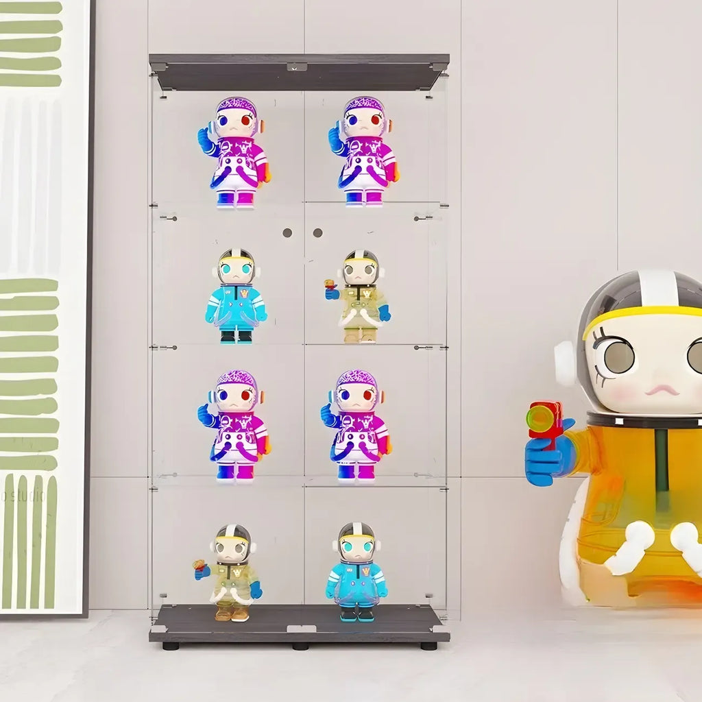 Minimalist Rectangular 4 Shelves Clear Glass Curio Cabinet