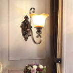 Vintage Glass Shade Brown Up Wall Sconce