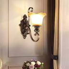 Vintage Glass Shade Brown Up Wall Sconce