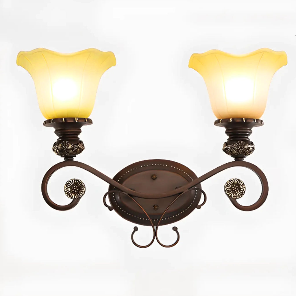 Vintage Glass Shade Brown Up Wall Sconce