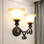 Vintage Glass Shade Brown Up Wall Sconce