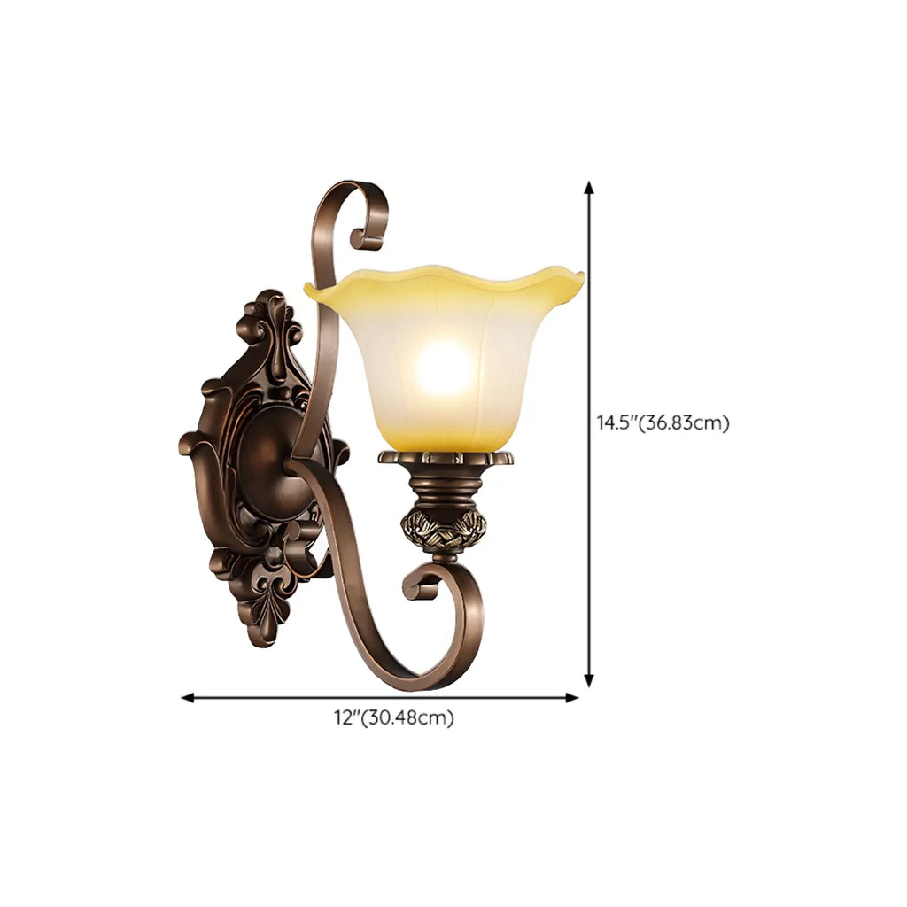 Vintage Glass Shade Brown Up Wall Sconce