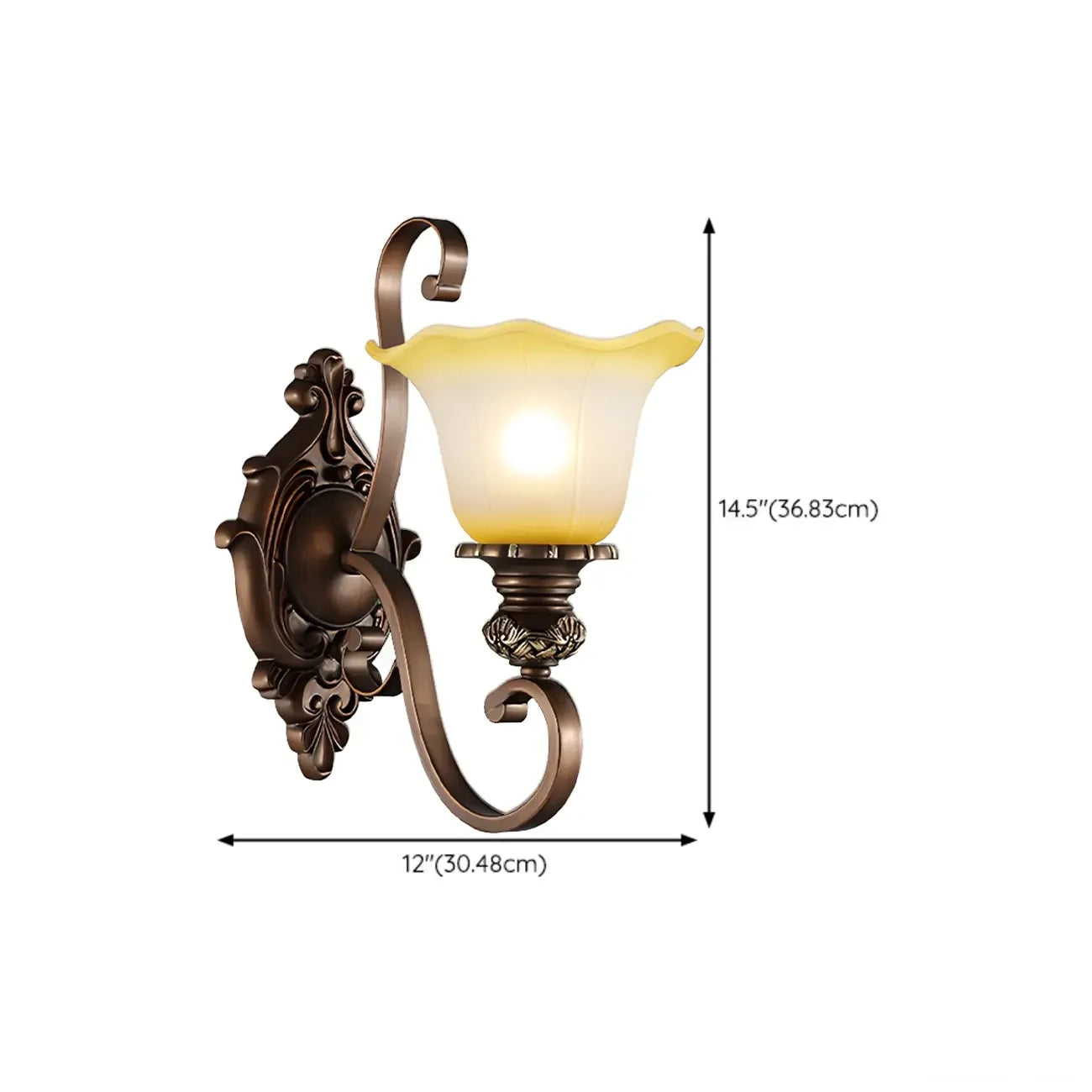 Vintage Glass Shade Brown Up Wall Sconce