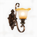 Vintage Glass Shade Brown Up Wall Sconce