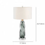 Modern Green Twisted Glass Table Lamp with Fabric Shade