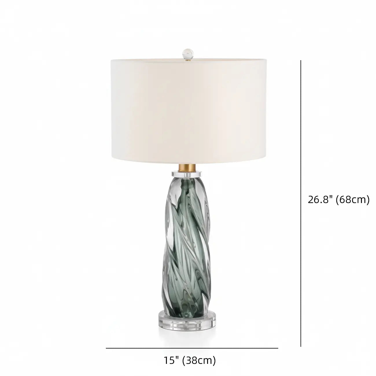 Modern Green Twisted Glass Table Lamp with Fabric Shade