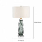 Modern Green Twisted Glass Table Lamp with Fabric Shade