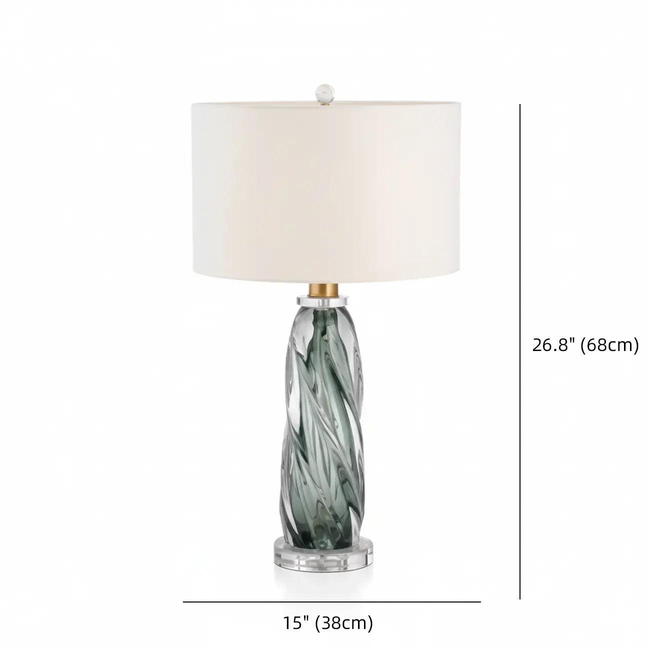 Modern Green Twisted Glass Table Lamp with Fabric Shade