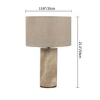 Modern Yellow Travertine Table Lamp with Fabric Shade