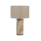 Modern Yellow Travertine Table Lamp with Fabric Shade