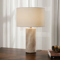 Modern Yellow Travertine Table Lamp with Fabric Shade