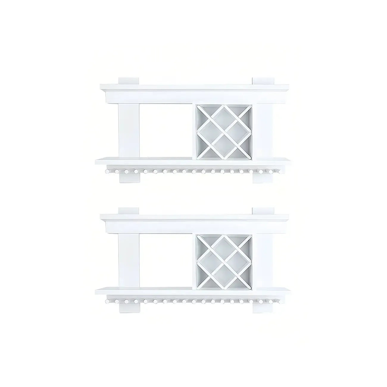 Pine Wooden Wall-Mounted Display Open Wine Bottle & Glass Rack