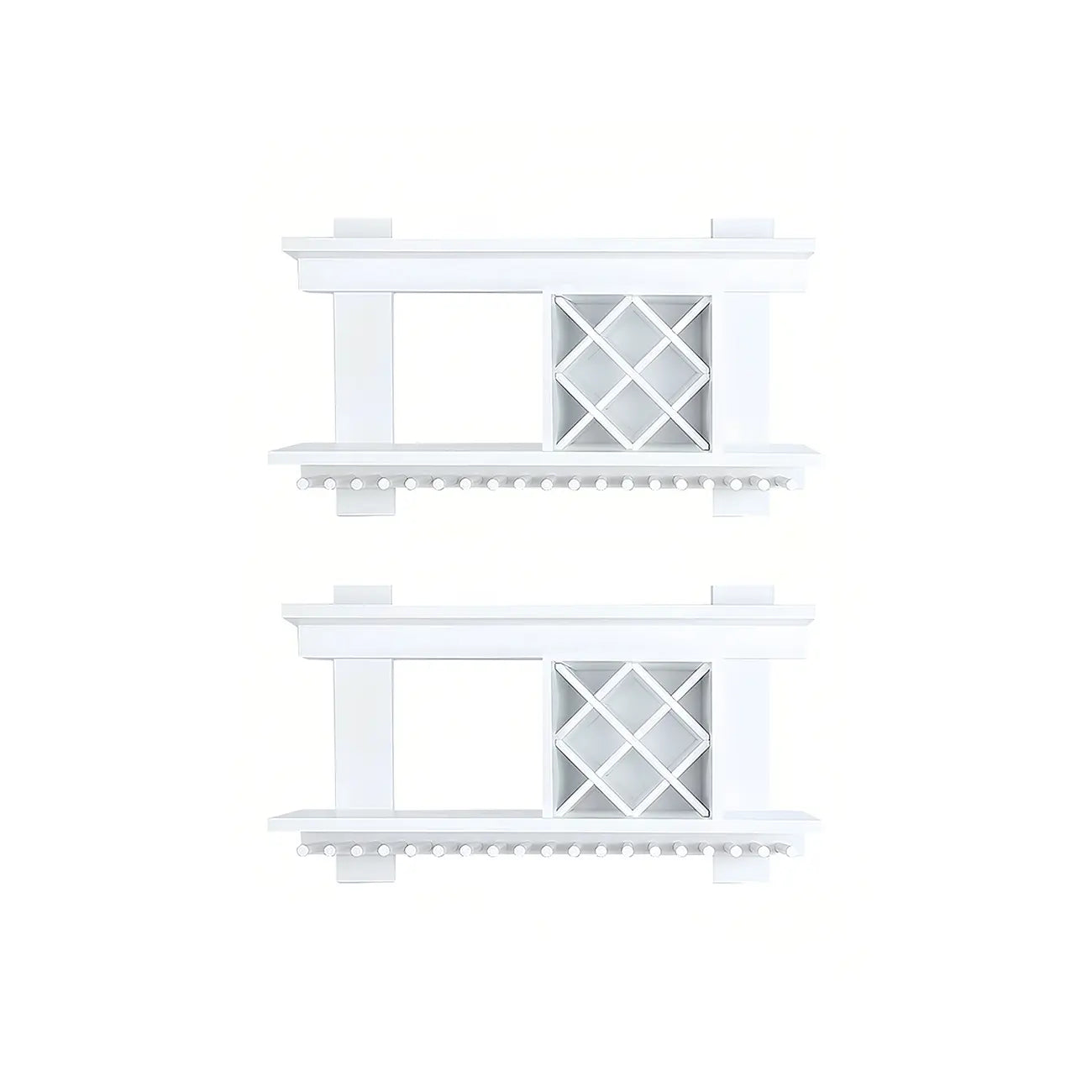 Pine Wooden Wall-Mounted Display Open Wine Bottle & Glass Rack