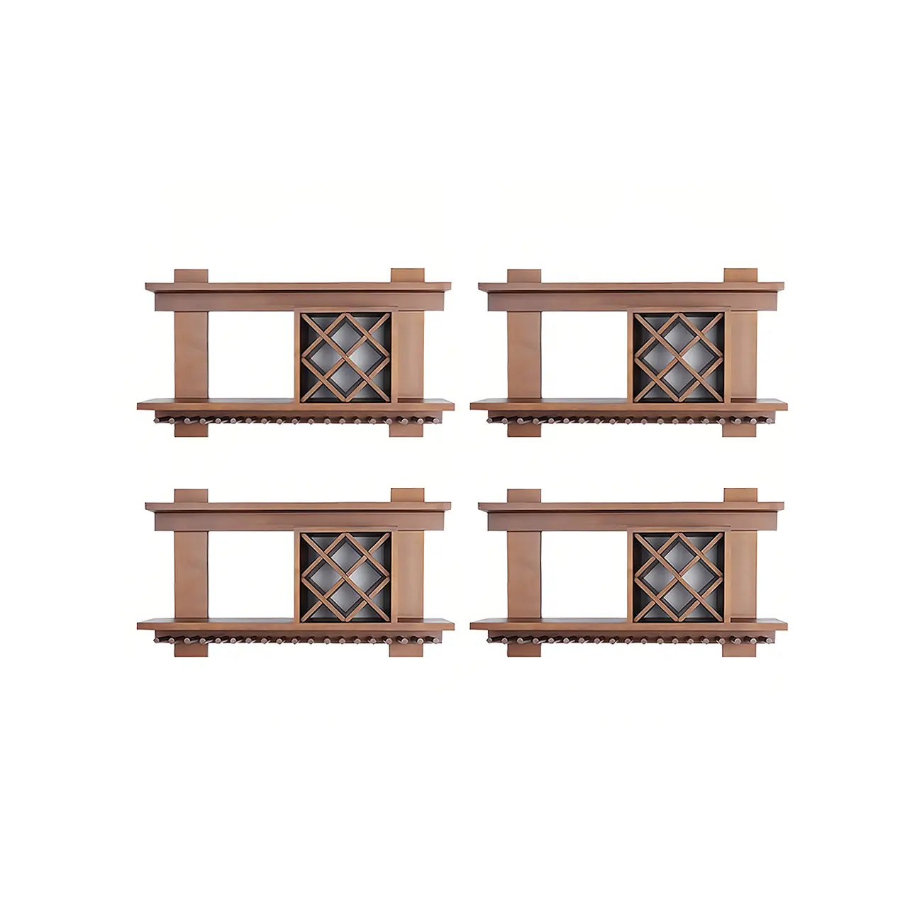 Pine Wooden Wall-Mounted Display Open Wine Bottle & Glass Rack