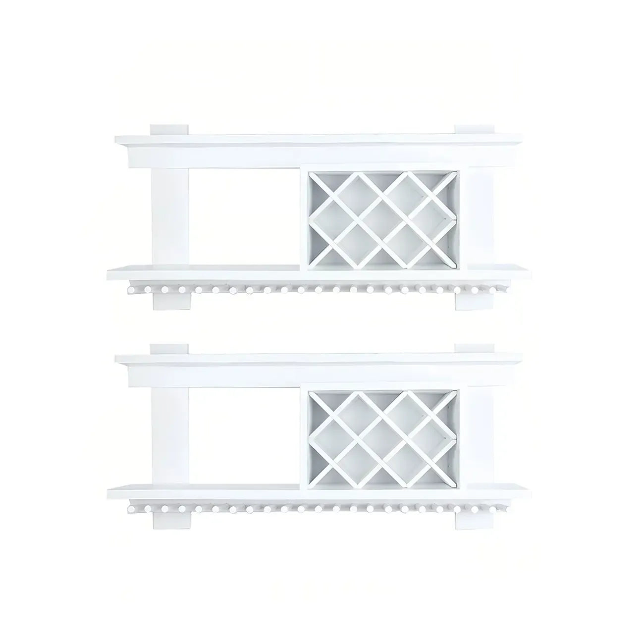 Pine Wooden Wall-Mounted Display Open Wine Bottle & Glass Rack