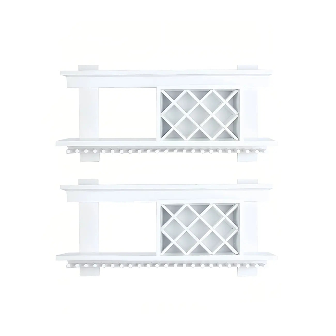 Pine Wooden Wall-Mounted Display Open Wine Bottle & Glass Rack