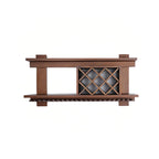 Pine Wooden Wall-Mounted Display Open Wine Bottle & Glass Rack