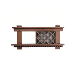 Pine Wooden Wall-Mounted Display Open Wine Bottle & Glass Rack