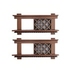 Pine Wooden Wall-Mounted Display Open Wine Bottle & Glass Rack