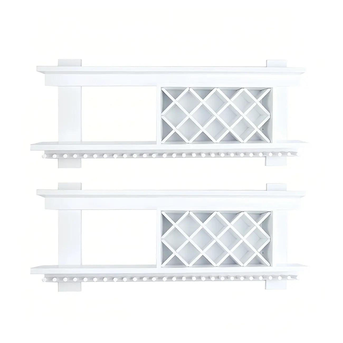 Pine Wooden Wall-Mounted Display Open Wine Bottle & Glass Rack