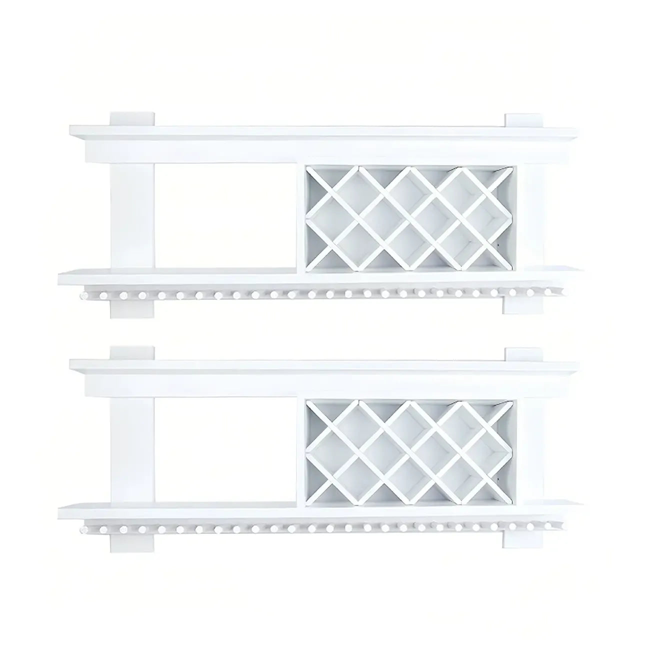 Pine Wooden Wall-Mounted Display Open Wine Bottle & Glass Rack