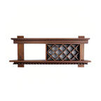 Pine Wooden Wall-Mounted Display Open Wine Bottle & Glass Rack
