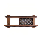 Pine Wooden Wall-Mounted Display Open Wine Bottle & Glass Rack