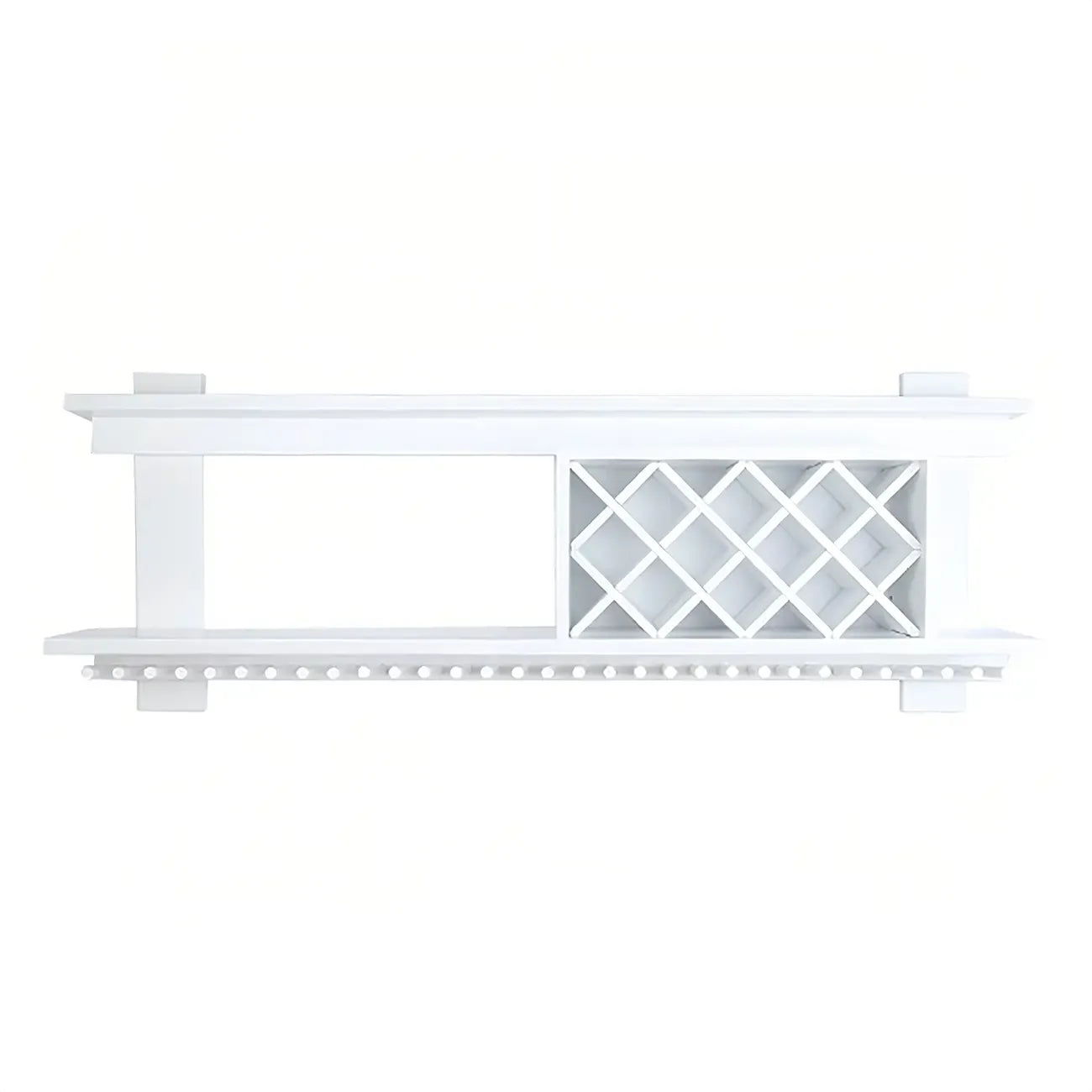 Pine Wooden Wall-Mounted Display Open Wine Bottle & Glass Rack