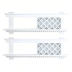 Pine Wooden Wall-Mounted Display Open Wine Bottle & Glass Rack