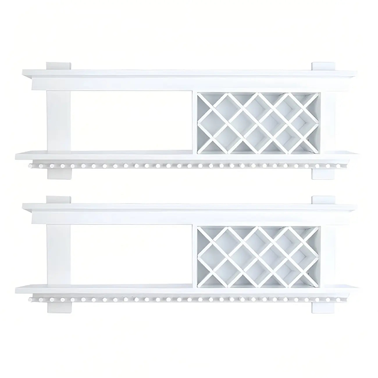 Pine Wooden Wall-Mounted Display Open Wine Bottle & Glass Rack