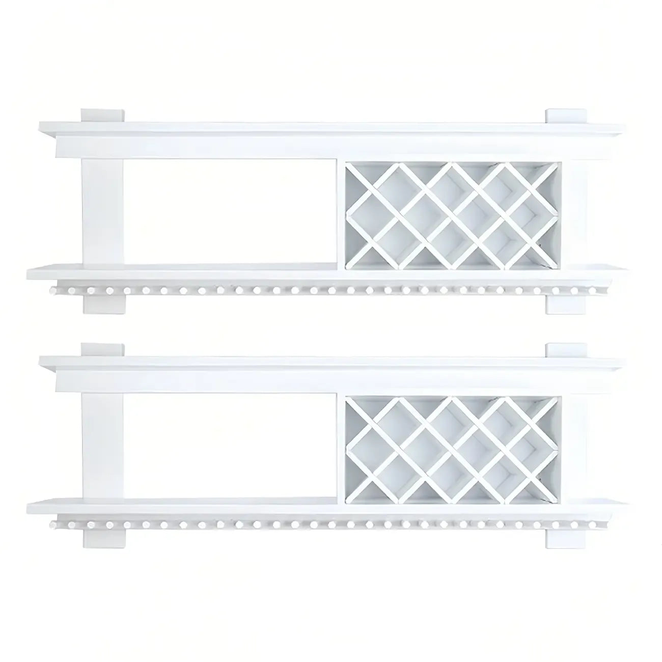 Pine Wooden Wall-Mounted Display Open Wine Bottle & Glass Rack