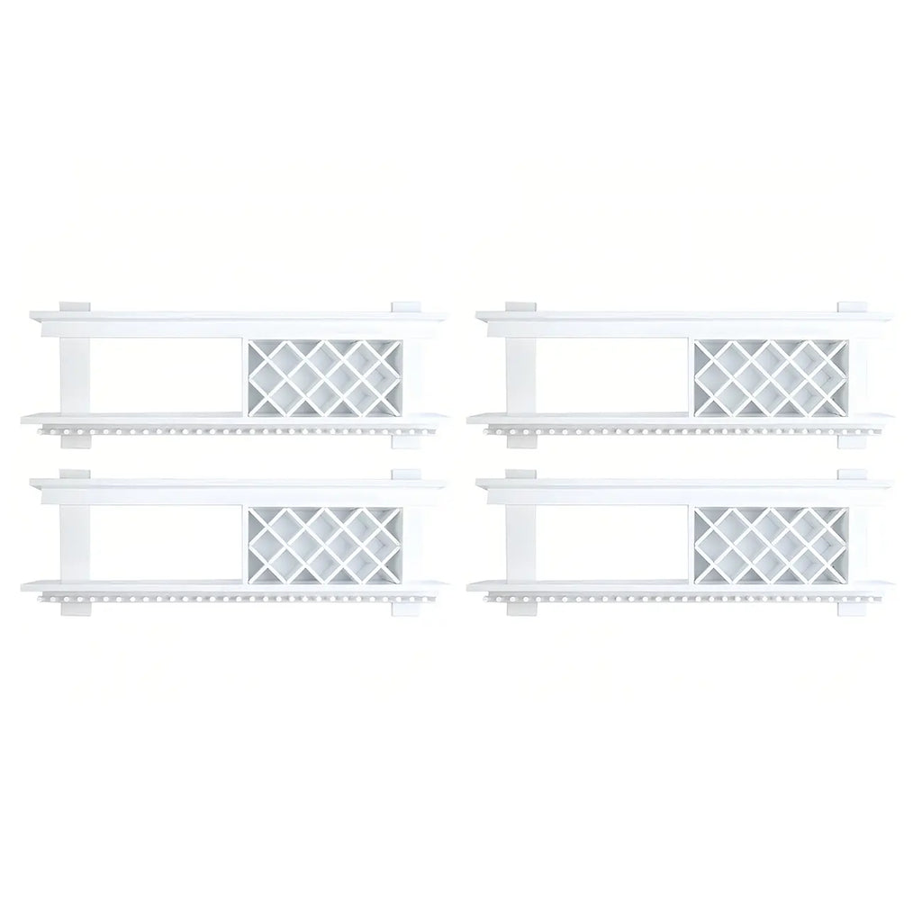 Pine Wooden Wall-Mounted Display Open Wine Bottle & Glass Rack