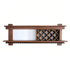 Pine Wooden Wall-Mounted Display Open Wine Bottle & Glass Rack
