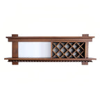 Pine Wooden Wall-Mounted Display Open Wine Bottle & Glass Rack