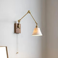 Antique Brass Swing Arm Wall Light with White Ceramics Shade