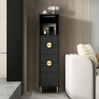 Modern Multi-Drawer White Wood Gold Storage Cabinet with Shelf