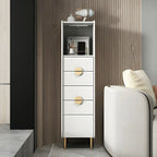 Modern Multi-Drawer White Wood Gold Storage Cabinet with Shelf