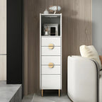 Modern Multi-Drawer White Wood Gold Storage Cabinet with Shelf