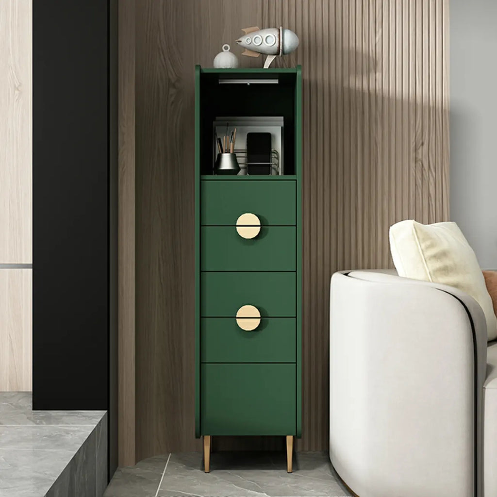 Modern Multi-Drawer White Wood Gold Storage Cabinet with Shelf