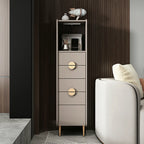Modern Multi-Drawer White Wood Gold Storage Cabinet with Shelf