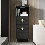 Modern Multi-Drawer White Wood Gold Storage Cabinet with Shelf