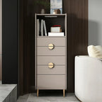 Modern Multi-Drawer White Wood Gold Storage Cabinet with Shelf