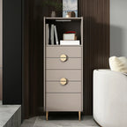 Modern Multi-Drawer White Wood Gold Storage Cabinet with Shelf