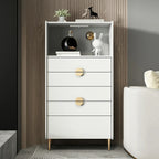 Modern Multi-Drawer White Wood Gold Storage Cabinet with Shelf